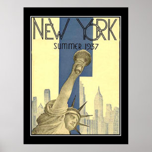 Poster 1937 do art deco do verão de New York