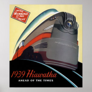 PÔSTER 1939 HIAWATHA STREAMLINED TRAIN
