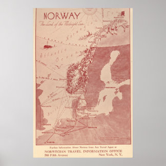 Pôster 1939 Serviço de Informação de Viagem norueguês NY