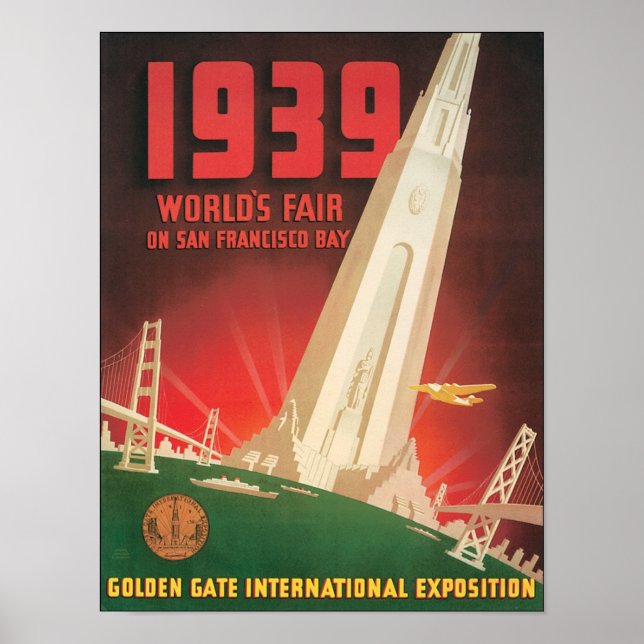 Pôster 1939 World's Fair San Francisco Bay (Frente)