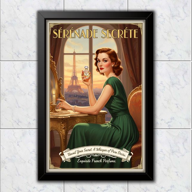Poster 1940 Vintage Sérénade Secrète Publicidade de Perfu (Criador carregado)