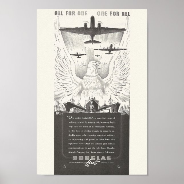 Poster 1941 Ad De Aeronaves Douglas (Frente)