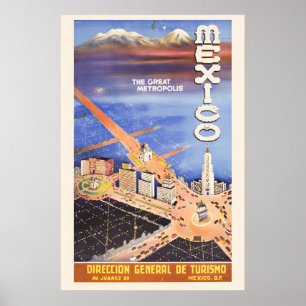 Poster 1946 México A Grande Metrópole Estilo Vintage