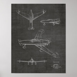 Pôster 1946 Rear Prop Airplane Patent Art Drawing Print