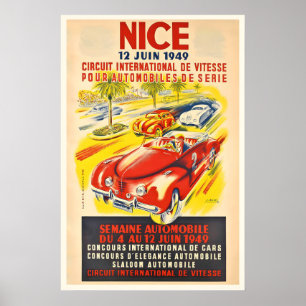 Poster 1949 Grande Prêmio de Nice França Circuit Automobi