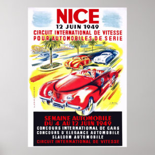 Poster 1949 Nice França Circuit Automobile Race