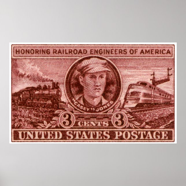 Poster 1950 Carimbo da Estrada de Ferro Casey Jones (Frente)