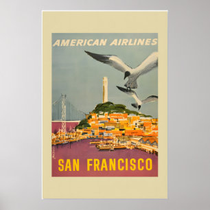 Poster 1950 São Francisco Califórnia Estilo de Viagem Vin