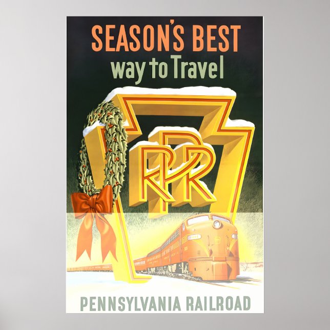 Poster 1950s Pennsylvania Railroad Christmas Holiday (Frente)