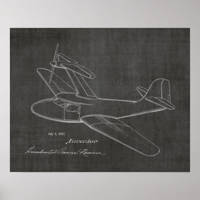 Poster 1951 Top Prop Airplane Patent Art Drawing Print (Frente)