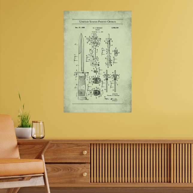 Poster 1952 US Patent 2728159 - Bayonet (Sala de Estar 2)