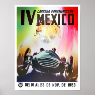 Poster 1953 Corrida de vintagem de Carrera Panamericana