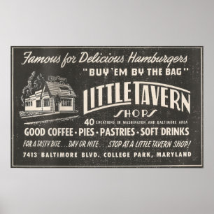 Poster 1954 Ad LITTLE TAVERN compra em Maryland