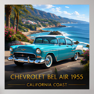 Poster 1955 Chevrolet Bel Air Carro Americano Clássico