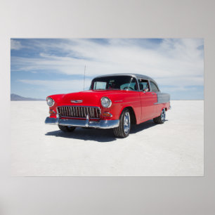 Poster 1955 hot rod chevy, haste da rua, belair "tri