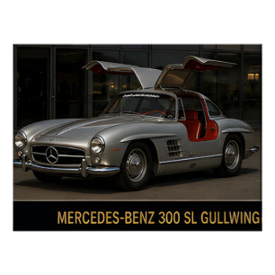 Pôster 1955 Mercedes-Benz 300 SL Gullwing Clássico Alemão