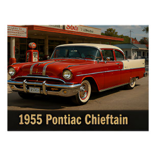 Pôster 1955 Pontiac Chieftain Clássico Vintage Americano