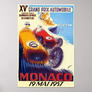 Poster 1957 grande de Monaco Prix