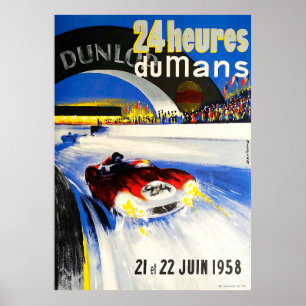 Poster 1958 24h Le Mans Grand Prix Automobile Race