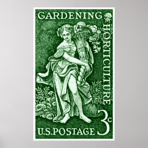 Poster 1958 Jardinagem + Carimbo Hortícola