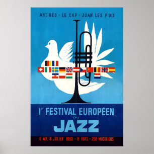 Poster 1960 Jazz-à-Juan Festival Europeu de Jazz jazz