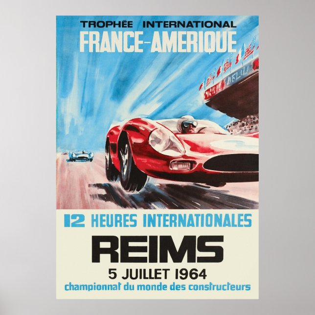 Poster 1964 Reims 12 hora International France America (Frente)
