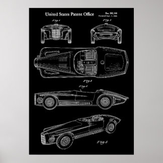 Poster 1965 Clássica Arte De Patente De Carro