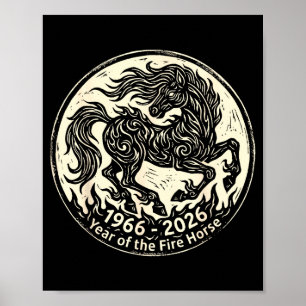 Poster 1966 2026 ano do cavalo de fogo zodíaco chinês