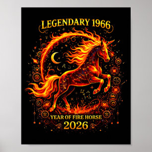 Poster 1966 Ano do Cavalo de Fogo 60º Aniversário Chinês