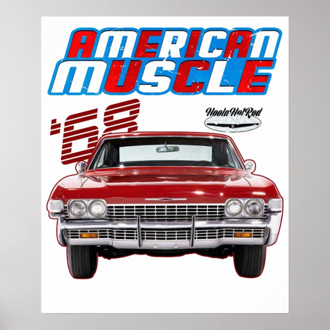 Poster 1968 Fastback,pony car,Hotrod,Drag Car,Oldtimer,cl (Frente)