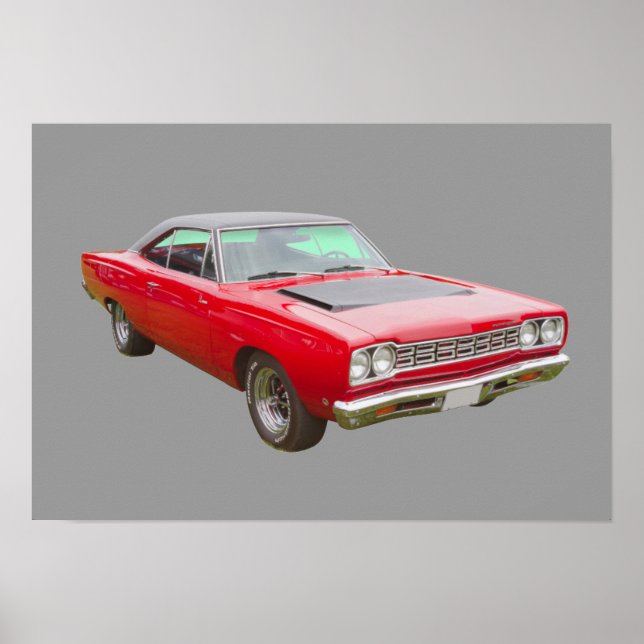 Pôster 1968 Plymouth Roadrunner Muscle Car (Frente)