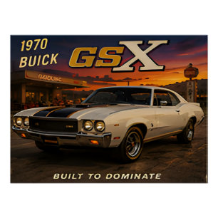 Pôster 1970 Buick GSX Carro Americano Clássico Vintage