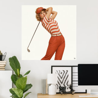 Poster 1980's Golf Fashion - Art Print