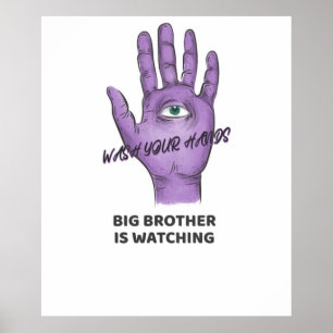 Poster 1984 Orwellian Big Brother Está Vendo Você Lavar