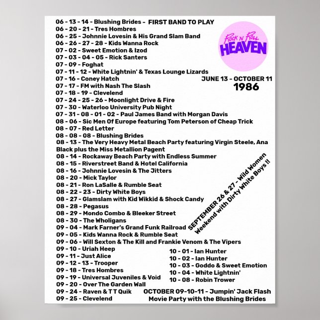 POSTER 1986 PARTE 1 - ROCK'N'ROLL HEAVEN (Frente)