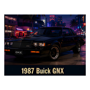 Pôster 1987 Buick GNX Miami Retro 1980s Americano