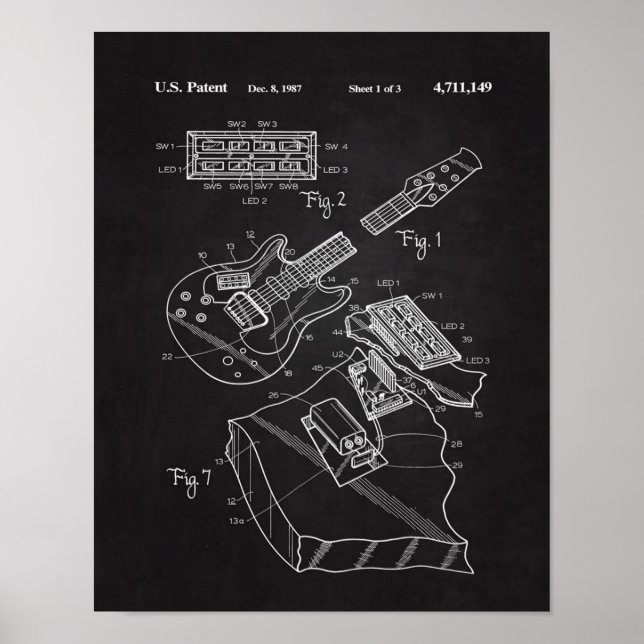 Poster 1987 Electric Guitar-Unique Funny Music Lover Gift (Frente)