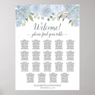 Poster 19 Mesa Rosas azuis Boho Sentado Quic
