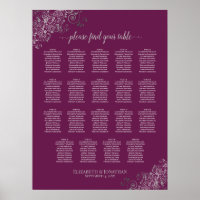 19 Table Silver on Cassis Wedding Seating Chart