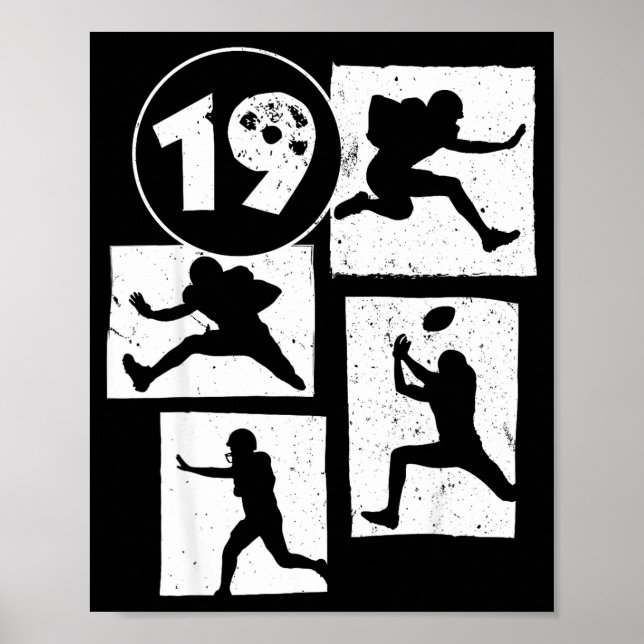 Poster 19th Birthday Retro American Football 19 Years Old (Frente)