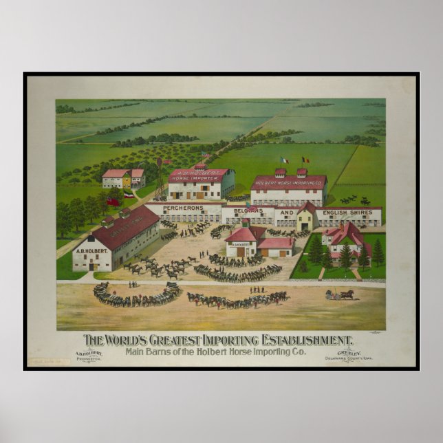 Poster 19th Century Holbert Horse Importing Co Greeley IA (Frente)