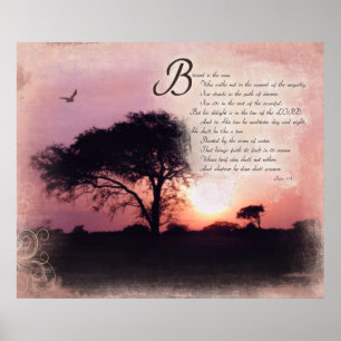 Pôster 1:1 dos salmos - 3 Blessed é o homem - incentivo