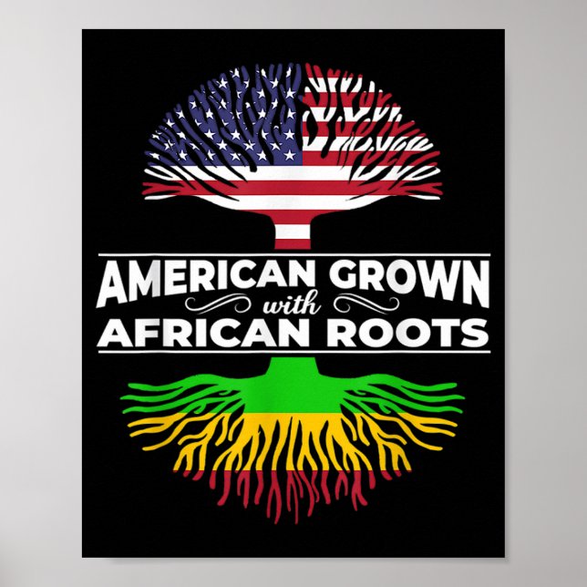 Poster 1 American Grown African Roots Usa Flag Black Hist (Frente)