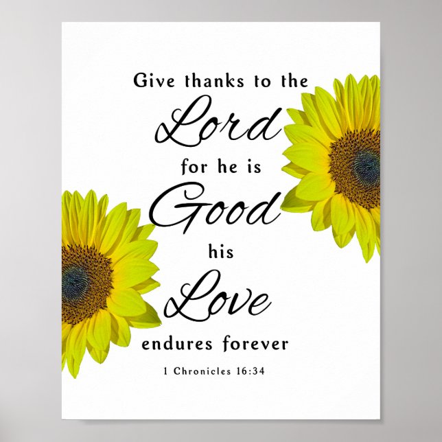 Poster 1 Chronicles 16:34, Give thanks to the Lord (Frente)