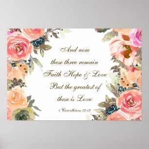 Poster 1 Corinthians 13:13 Faith Hope Love Bíblia Verse