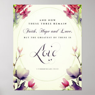 Poster 1 Corinthians 13:13 Greatest is Love Bíblia Weddin