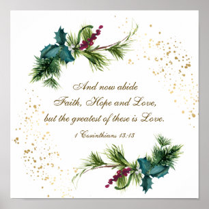 Poster 1 Corinthians 13:13 Natal Evergreen
