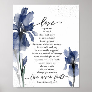 Poster 1 Corinthians 13:4-8 O amor é a Íris Azul do Doent