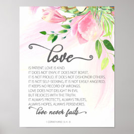 Poster 1 Corinthians 13:4-8 O amor é a Magnolia Rosa Paci