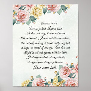 Poster 1 Corinthians 13:4-8 O amor é paciente, o amor é